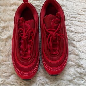 Nike Airmax 97 Red and White Athletic Sneakers